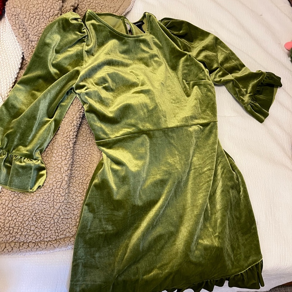 Forever 21 Olive Green Velvet Dress